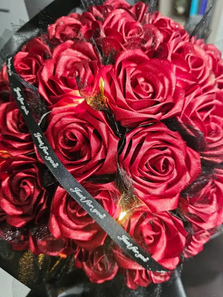 Customer photo review of Eternal Rose Bouquet - HandMade From Satin Ribbon | Valentines Couples Gift 1st Anniversary gift(Never Wither)