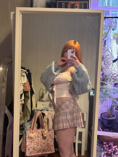 Customer photo review of Girly Plaid Pleated Mini Skirt (Pink)