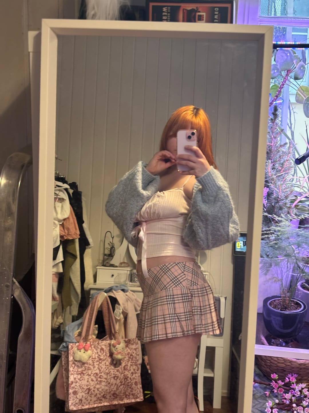 Customer photo review of Girly Plaid Pleated Mini Skirt (Pink)