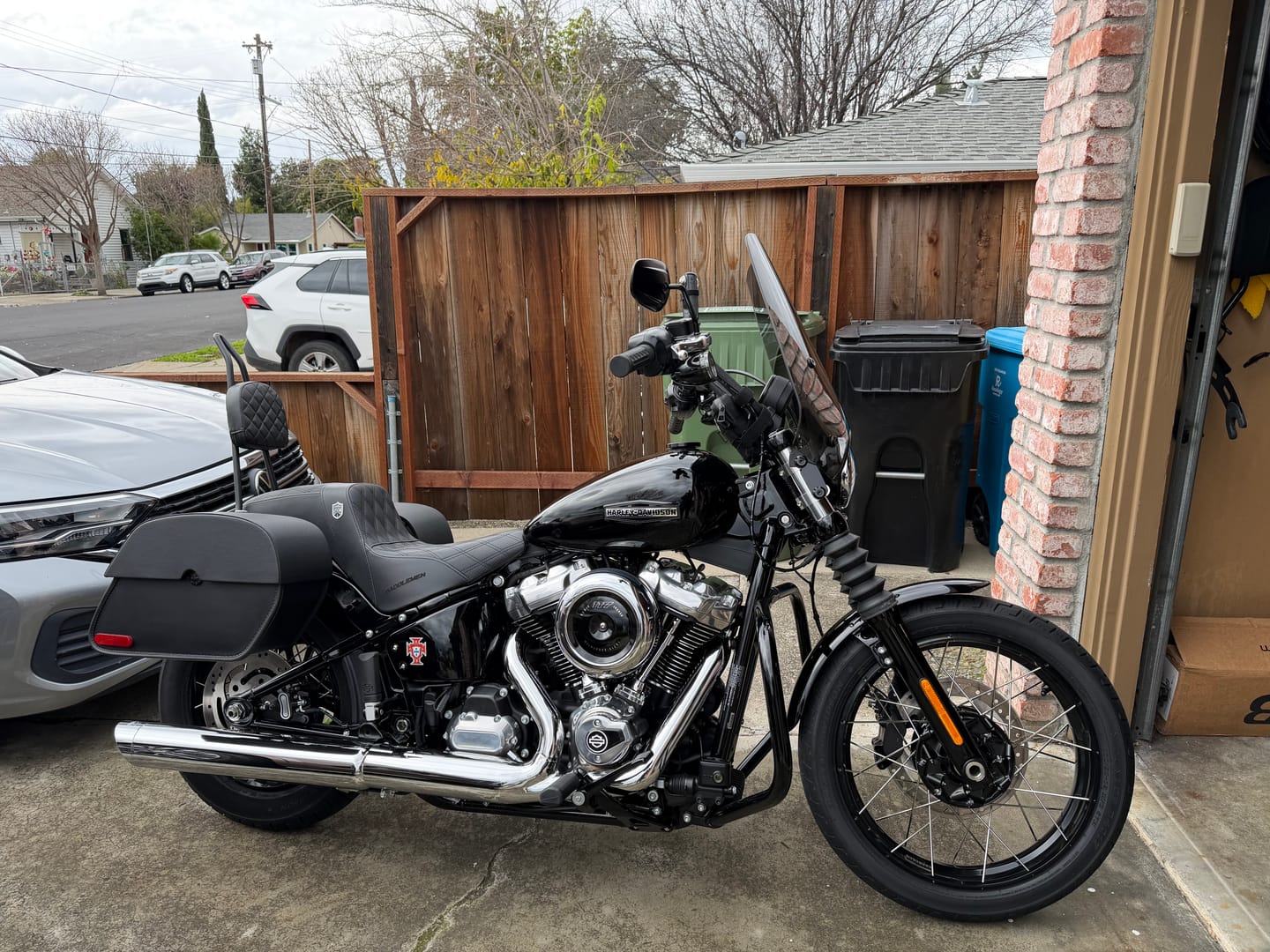 Customer photo review of Viking Iron Born Diamond Stitch Leather Short Motorcycle Sissy Bar Pad for Harley Davidson