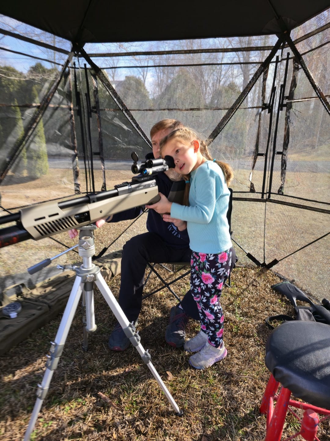 Customer photo review of VisFive360 See Through Ground Blind | 360° 5-Sided Pop Up Portable Deer Hunting Blind for 4-5 Person Hunters