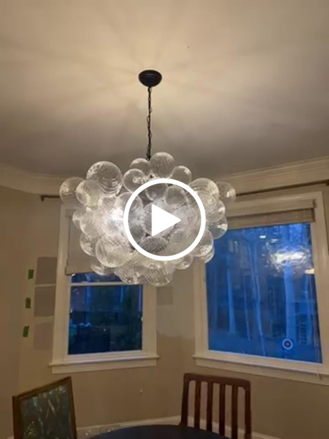 Customer video review of Brass Cluster Ribbed Glass Globe Bubble Chandelier