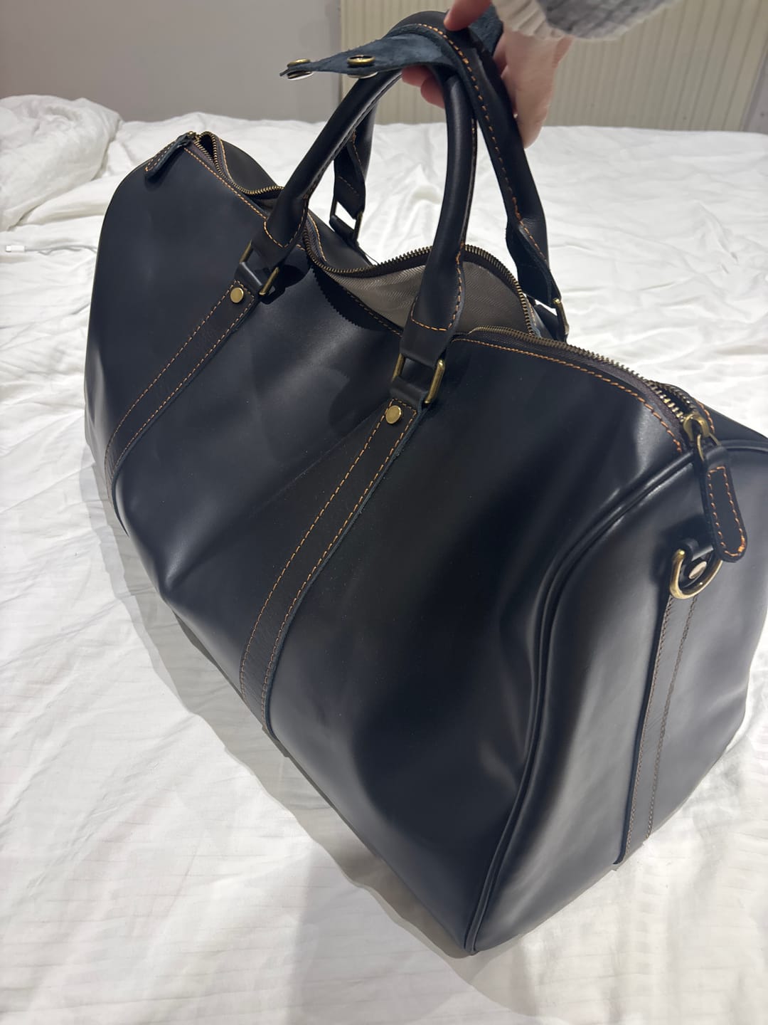 Customer photo review of Sac Voyage Homme Cuir Côme