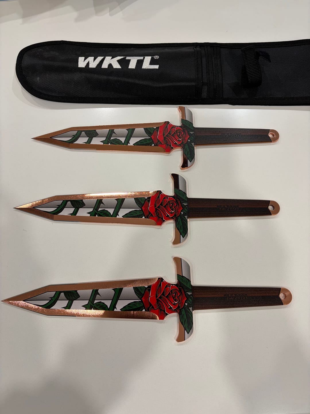 Customer photo review of WKTL Kiss of Death Set of 3 Throwing Knives