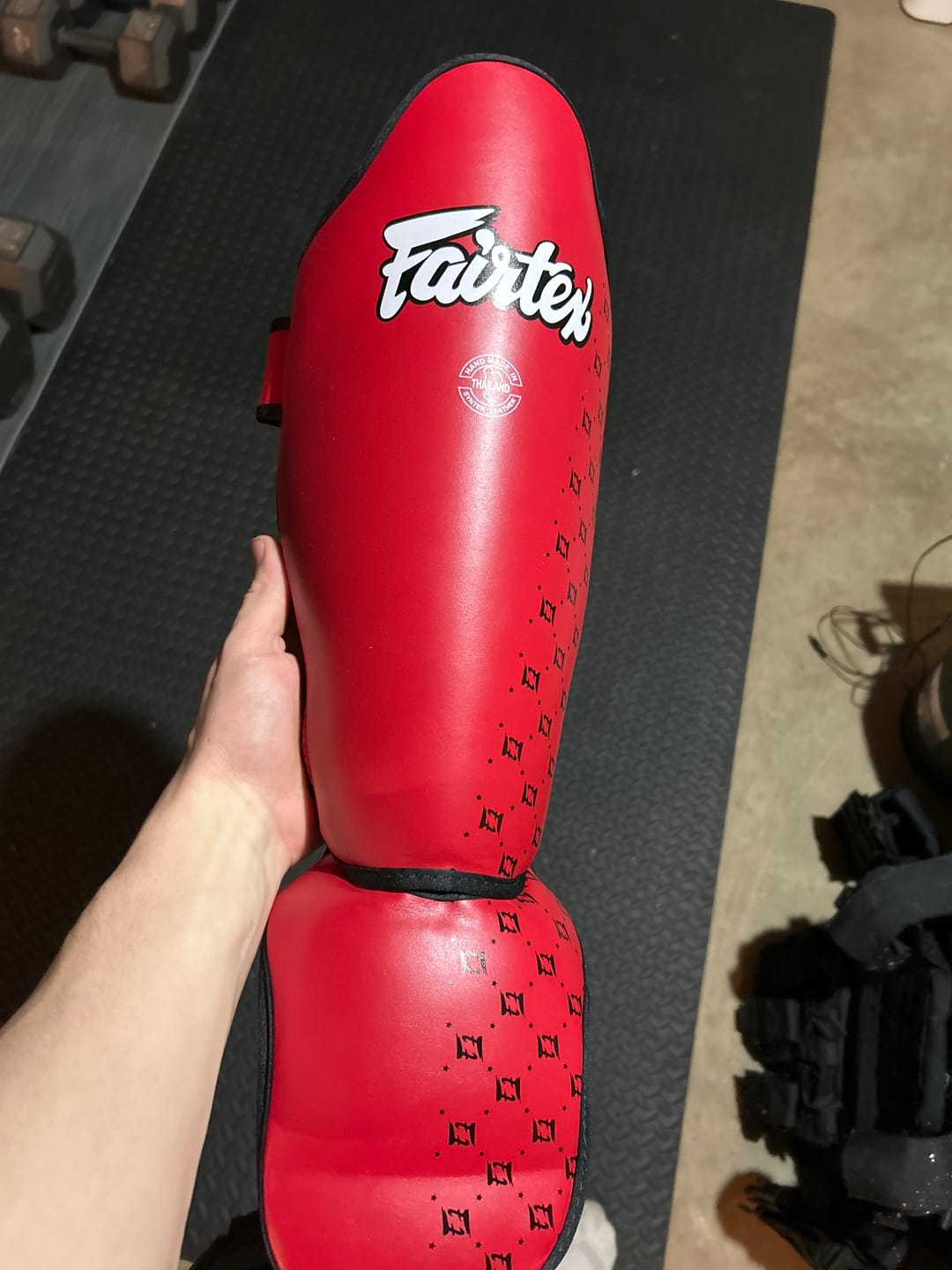 Customer photo review of Fairtex SP5 Competition Muay Thai Shin Guards