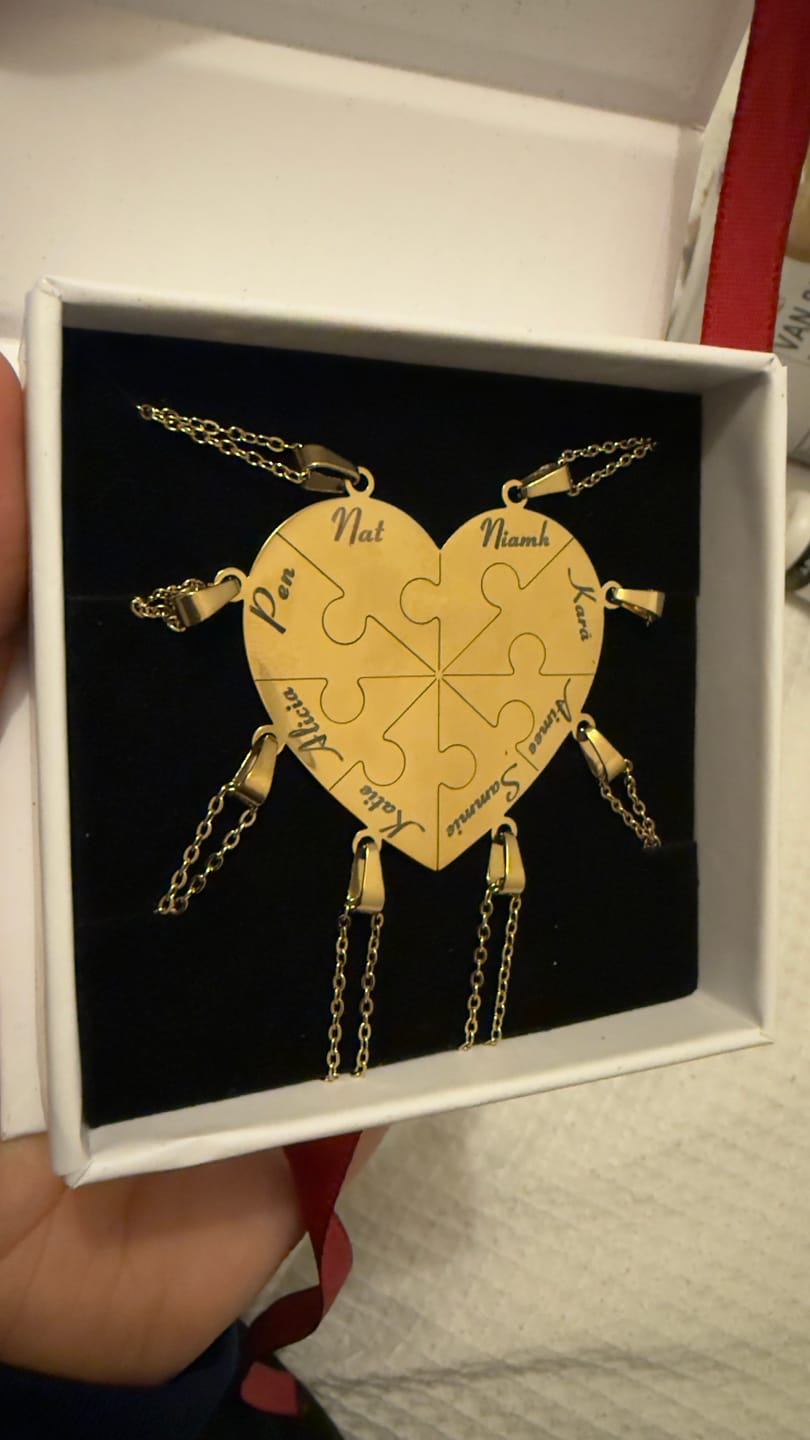 Customer photo review of Custom Puzzle Heart Necklace