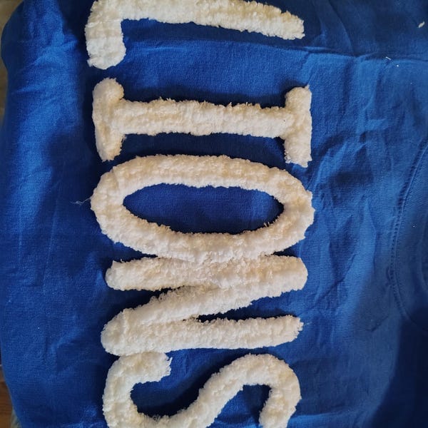 Customer photo review of Custom College Chenille Team Name Embroidered Sweatshirt