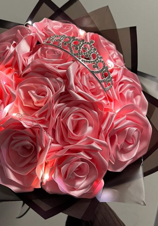 Customer photo review of Eternal Rose Bouquet - HandMade From Satin Ribbon | Valentines Couples Gift 1st Anniversary gift(Never Wither)