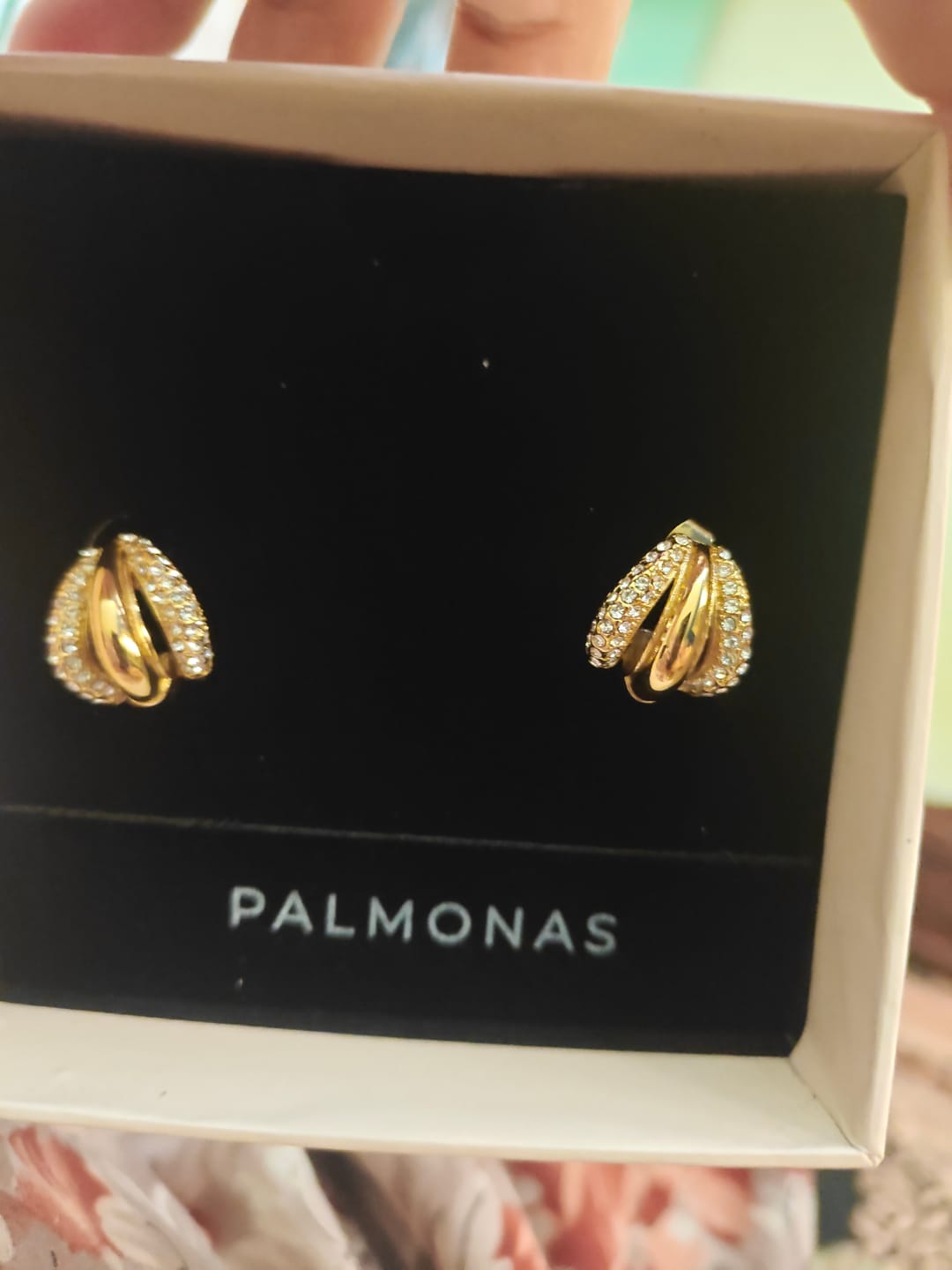Customer photo review of Radiant Gold & Crystal Luxe Earrings