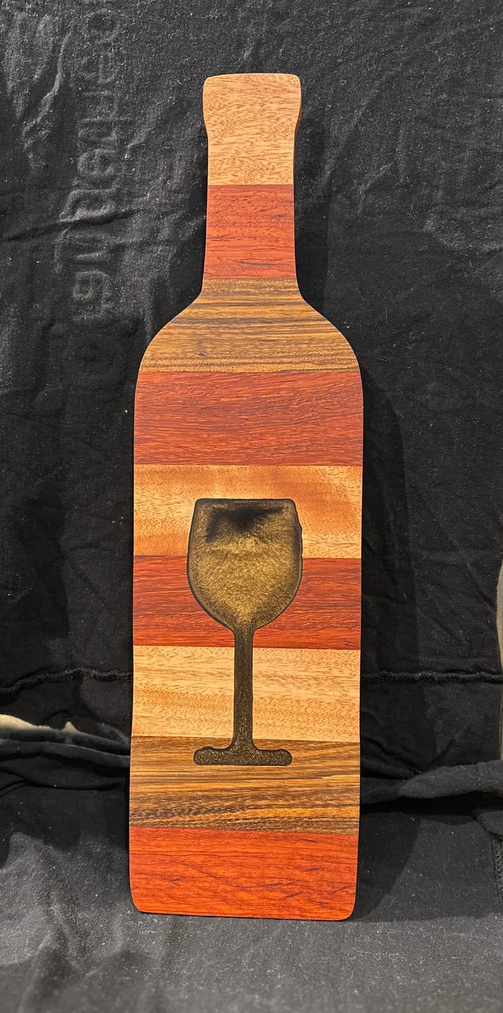 Customer photo review of 18x5" Wine Bottle Serving Board Acrylic Router Template
