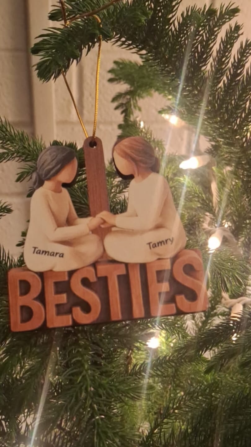 Customer photo review of Besties Forever Together - Personalized Wooden Ornament - Gift For Best Friends