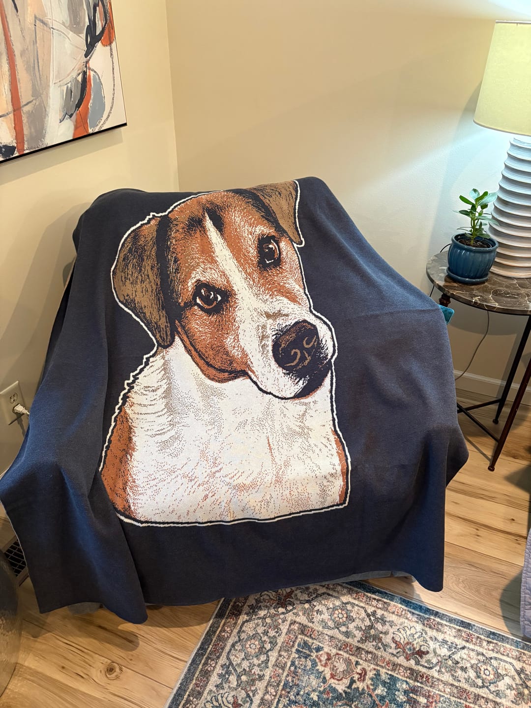 Customer photo review of Plain Dog - Custom Knitted Blanket