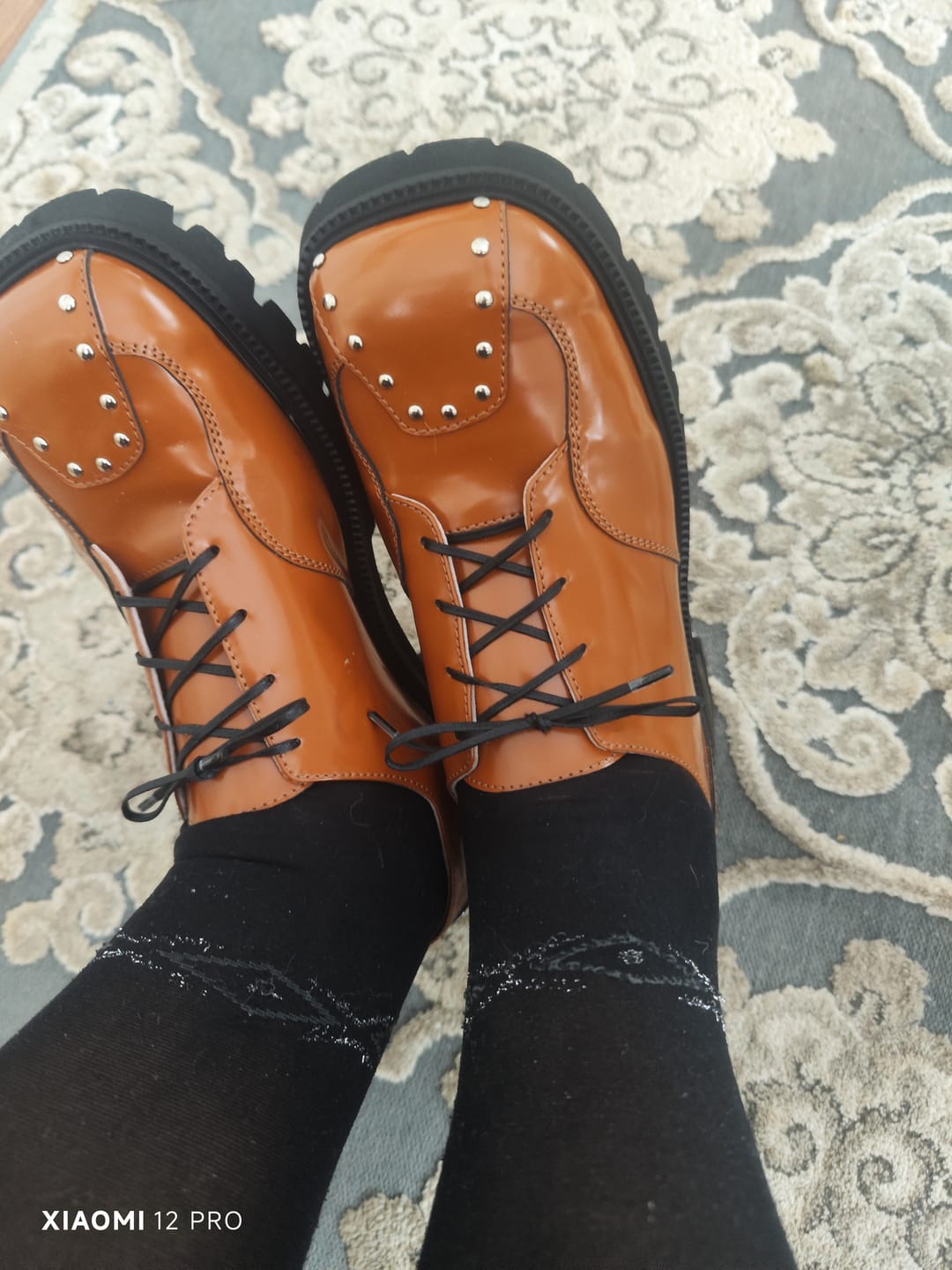 Customer photo review of "Espresso Oxfords, Orange"