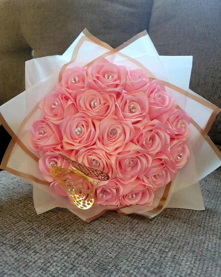 Customer photo review of Eternal Rose Bouquet - HandMade From Satin Ribbon | Valentines Couples Gift 1st Anniversary gift(Never Wither)