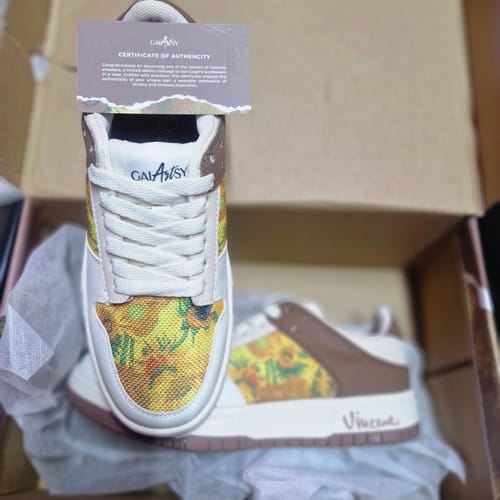 Customer photo review of Van Gogh Sunflowers inspired sneakers