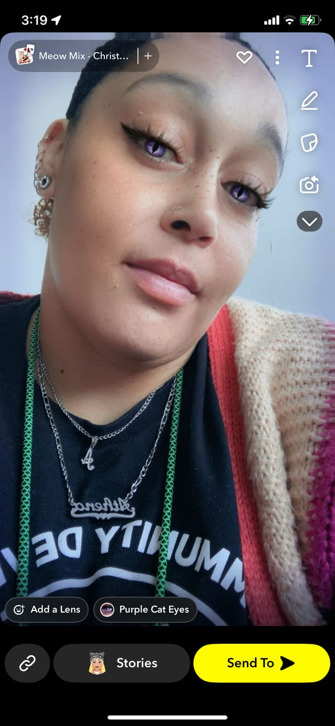 Customer photo review of Script Iced Letter Necklace