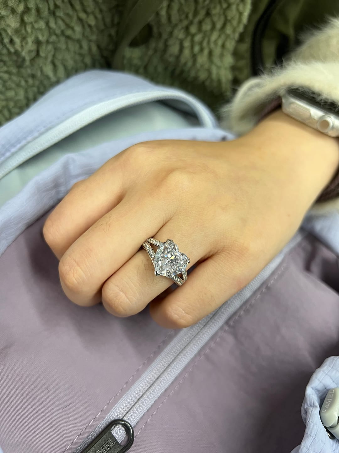 Customer photo review of Louily Exquisite 5.0 Carat Heart Cut Engagement Ring In Sterling Silver