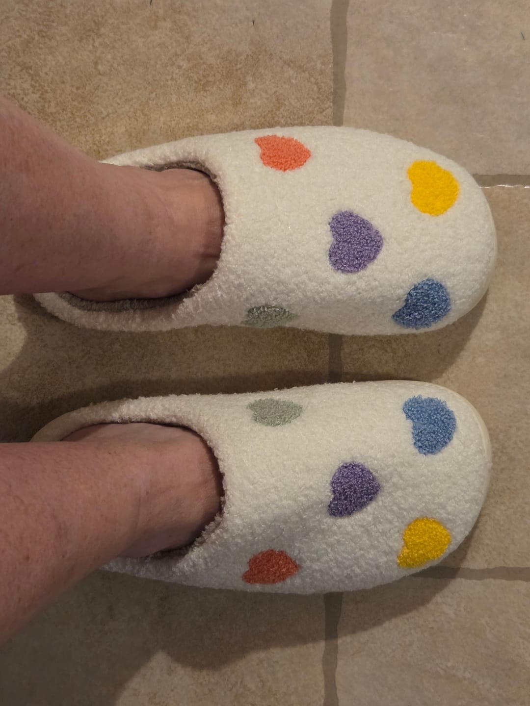 Customer photo review of Zia Colorful Heart Slippers