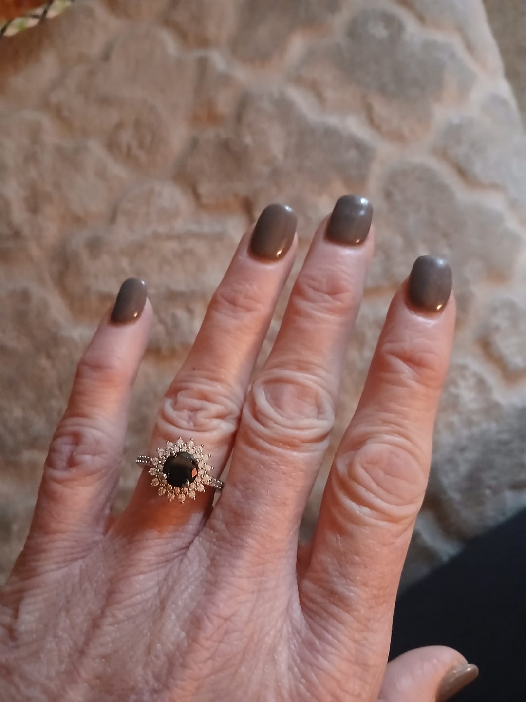 Customer photo review of Black Diamond Sunflower 925 Sterling Silver Ring