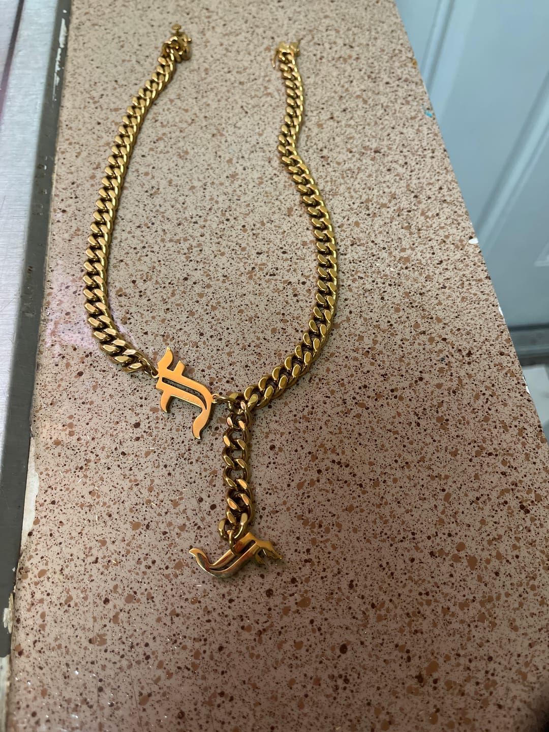 Customer photo review of Love Letter Initial (A-Z) Cuban Drop Necklace