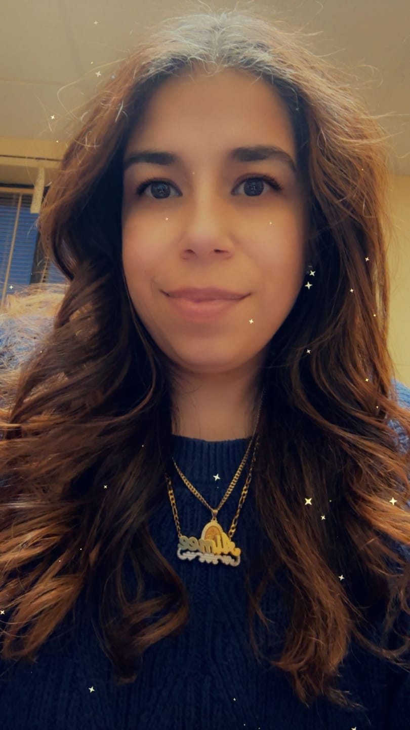 Customer photo review of Double Plated Triple Heart Name Necklace w/ Cuban Chain