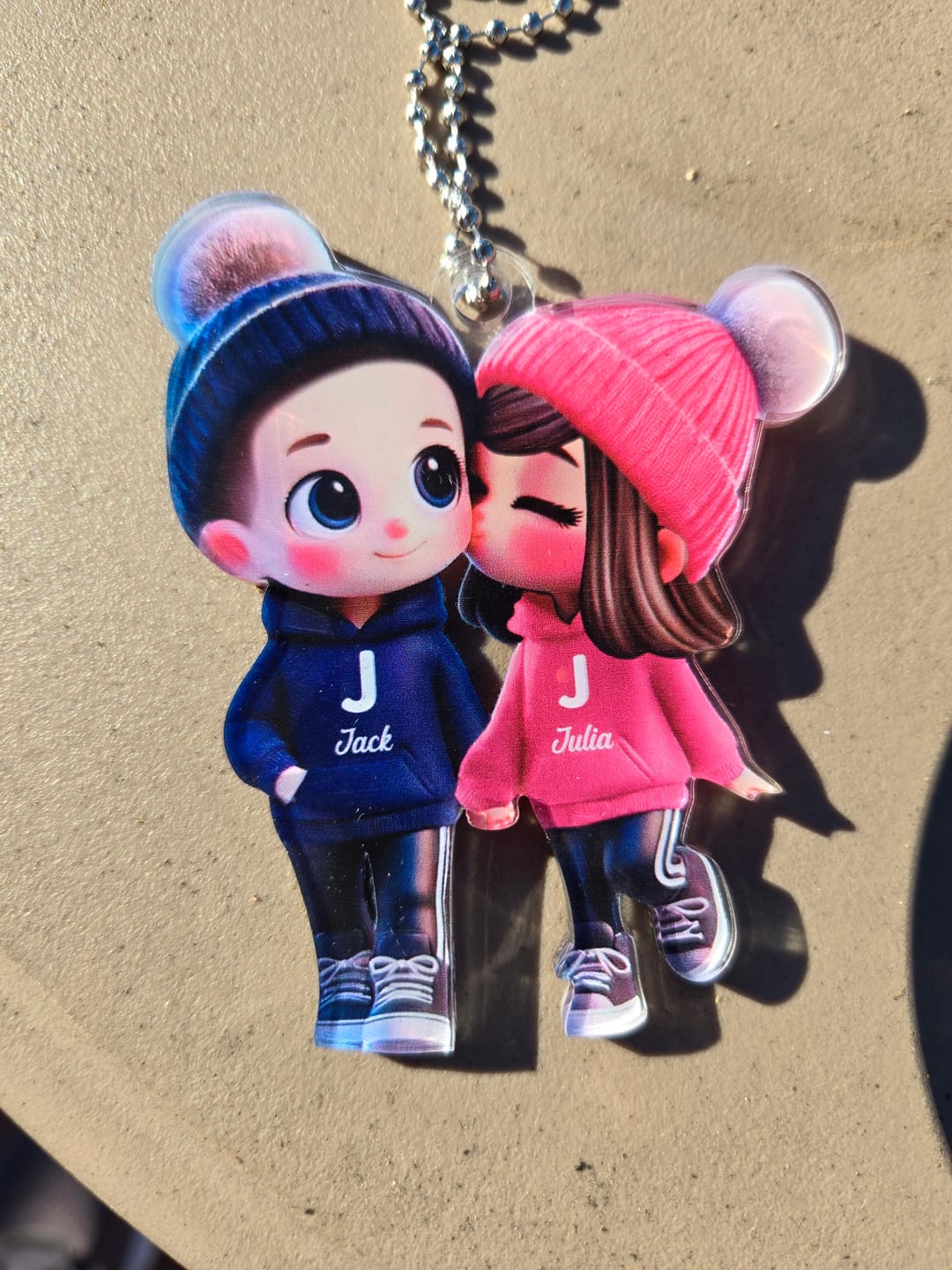 Customer photo review of Cute Cartoon Couple Walking Personalized Acrylic Christmas Ornament