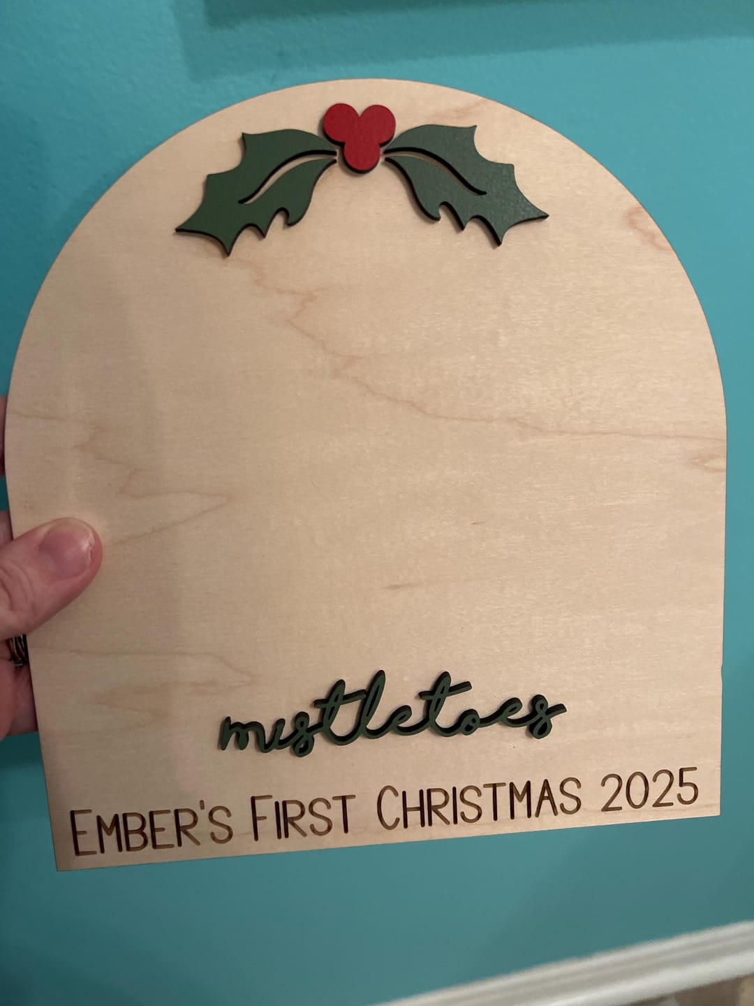 Customer photo review of Baby's First Christmas Mistletoe Footprint Craft