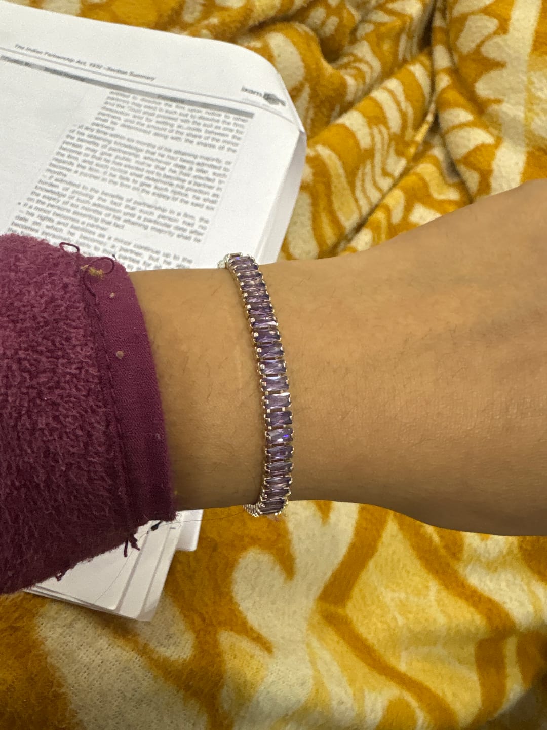 Customer photo review of Amethyst Shine Bracelet-18K Gold Plated