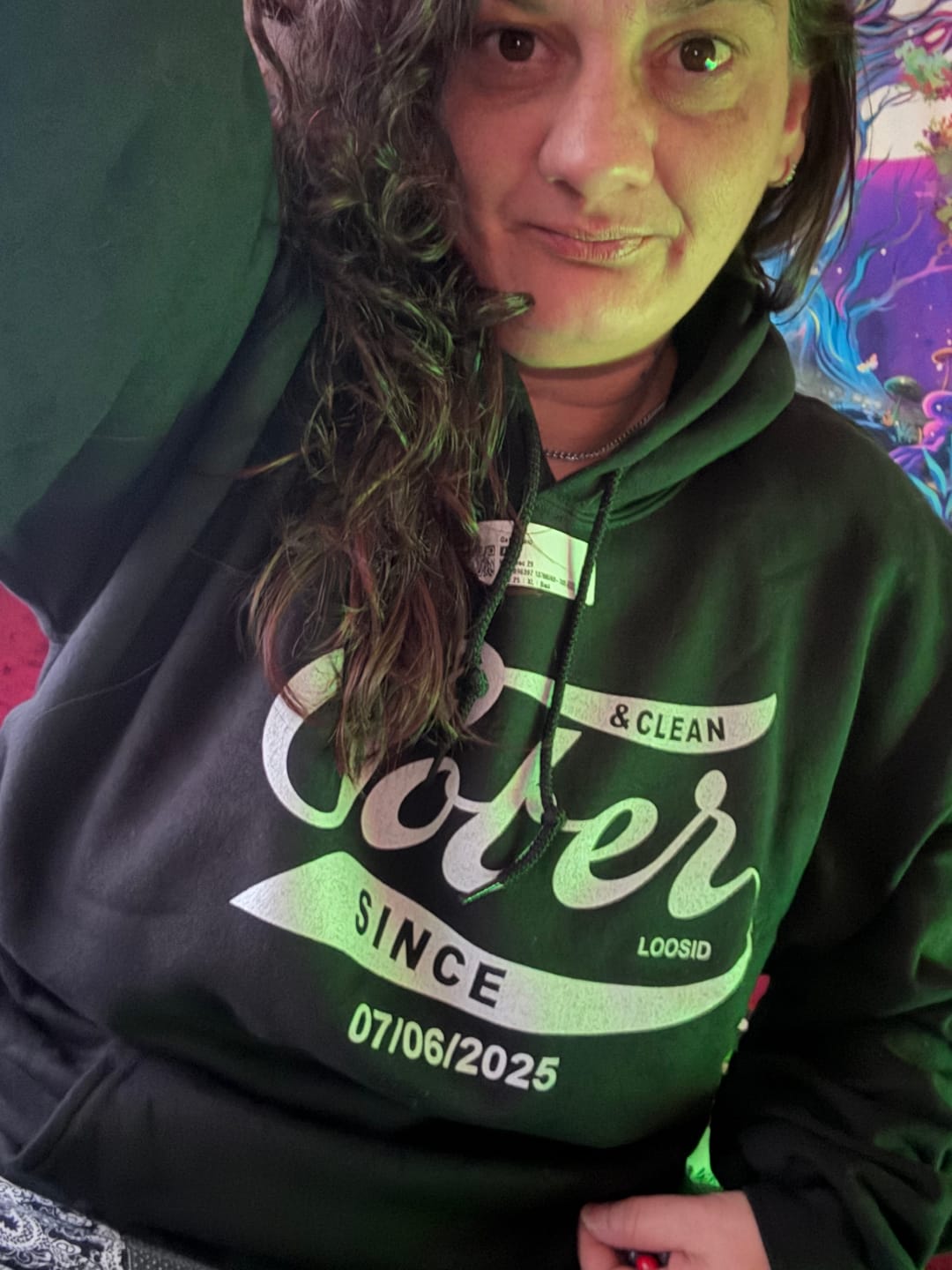 Customer photo review of Recovery Hoodie | Sober Since Men's Hoodie with Custom Sobriety Date