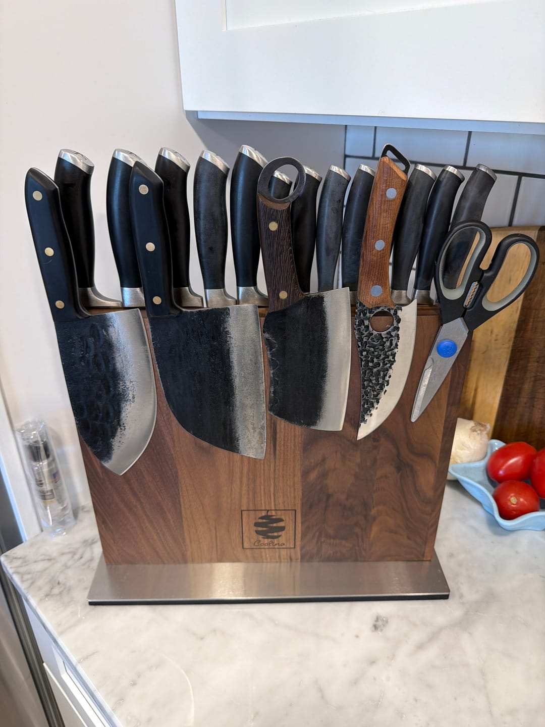Customer photo review of Walnut Magnetic Knives Holder