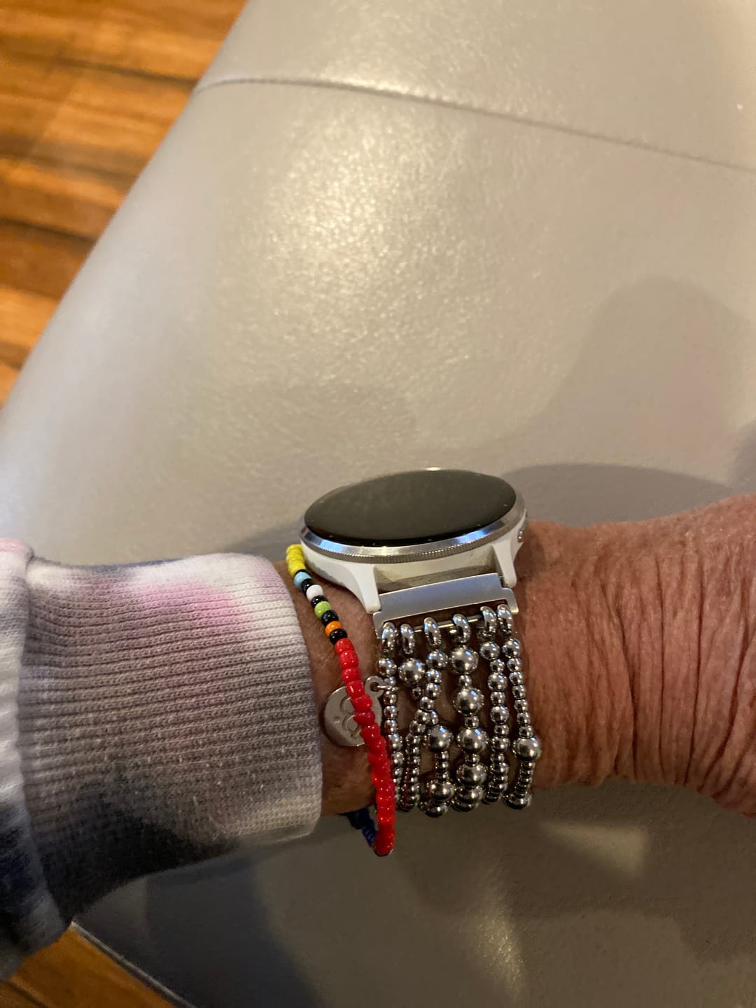 Customer photo review of Platinum Demure Samsung Galaxy Stretch Watch Strap