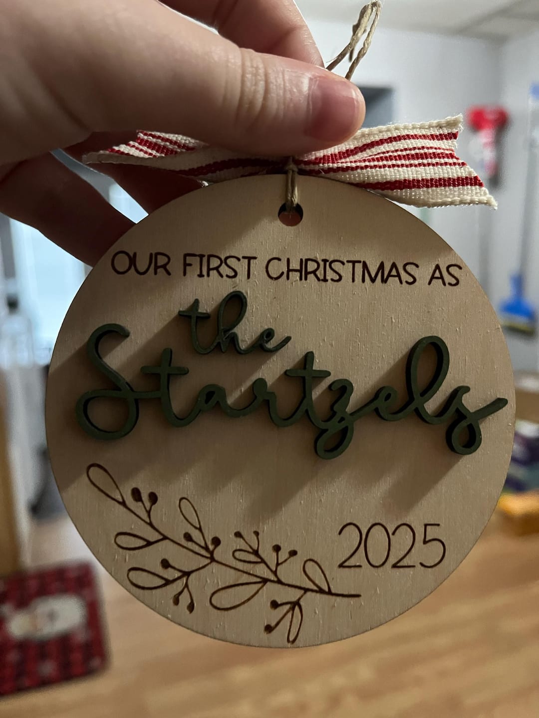 Customer photo review of Our First Christmas Married Ornament 2025