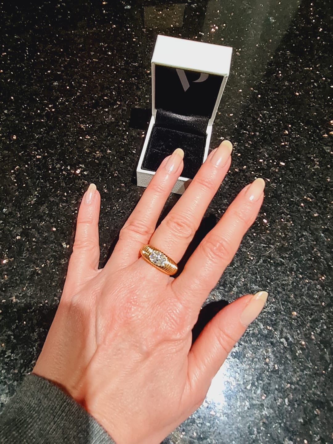Customer photo review of 'Golden Armour' Diamond Gypsy Ring | 14k Gold