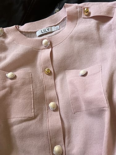 Customer photo review of LILY Tweed-Style Short Sleeve Knit Cardigan