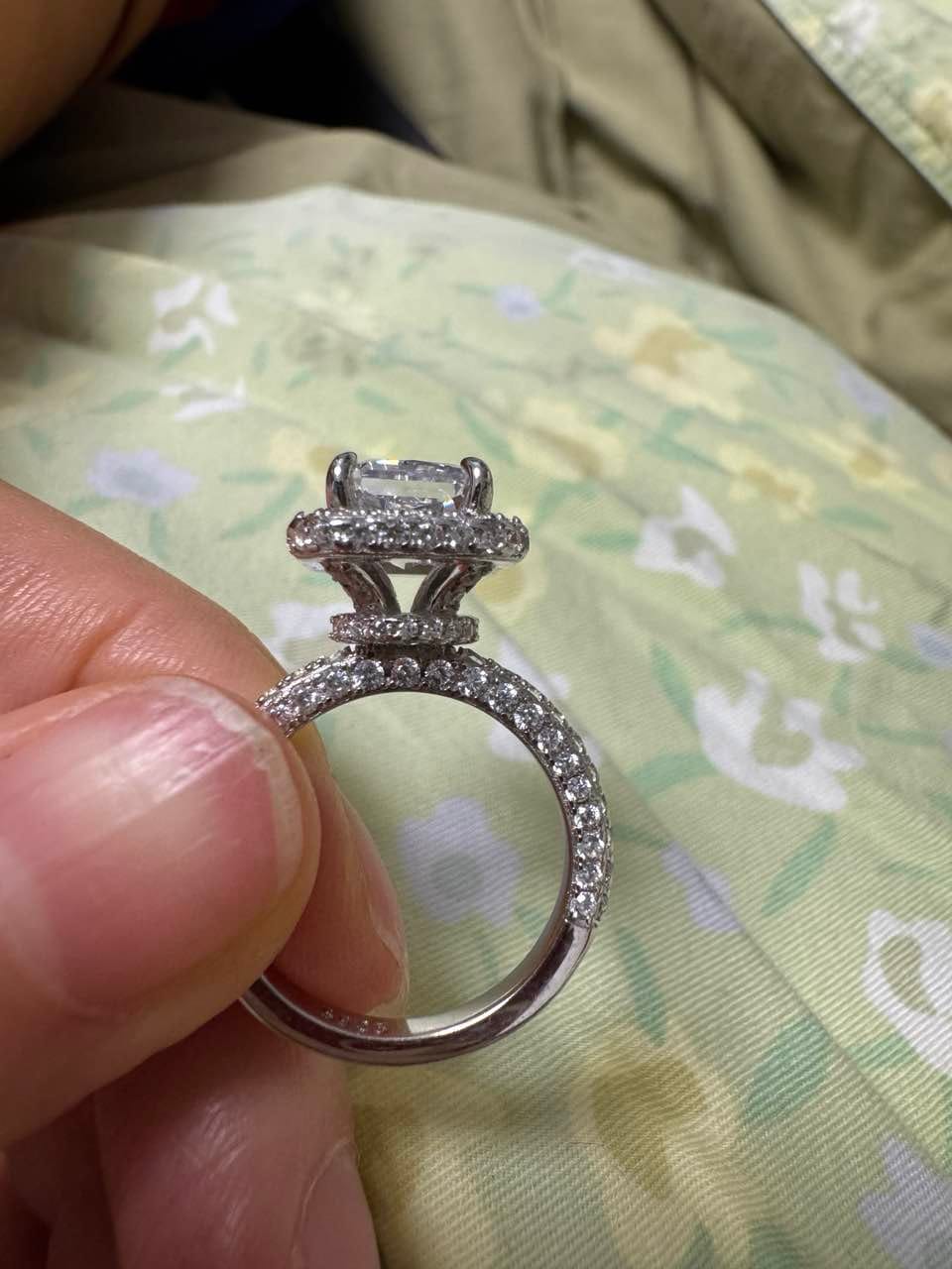 Customer photo review of S925 Noble Halo 3.5Ct Radiant Cut Engagement Ring Vintage Ring For Everyday Wear