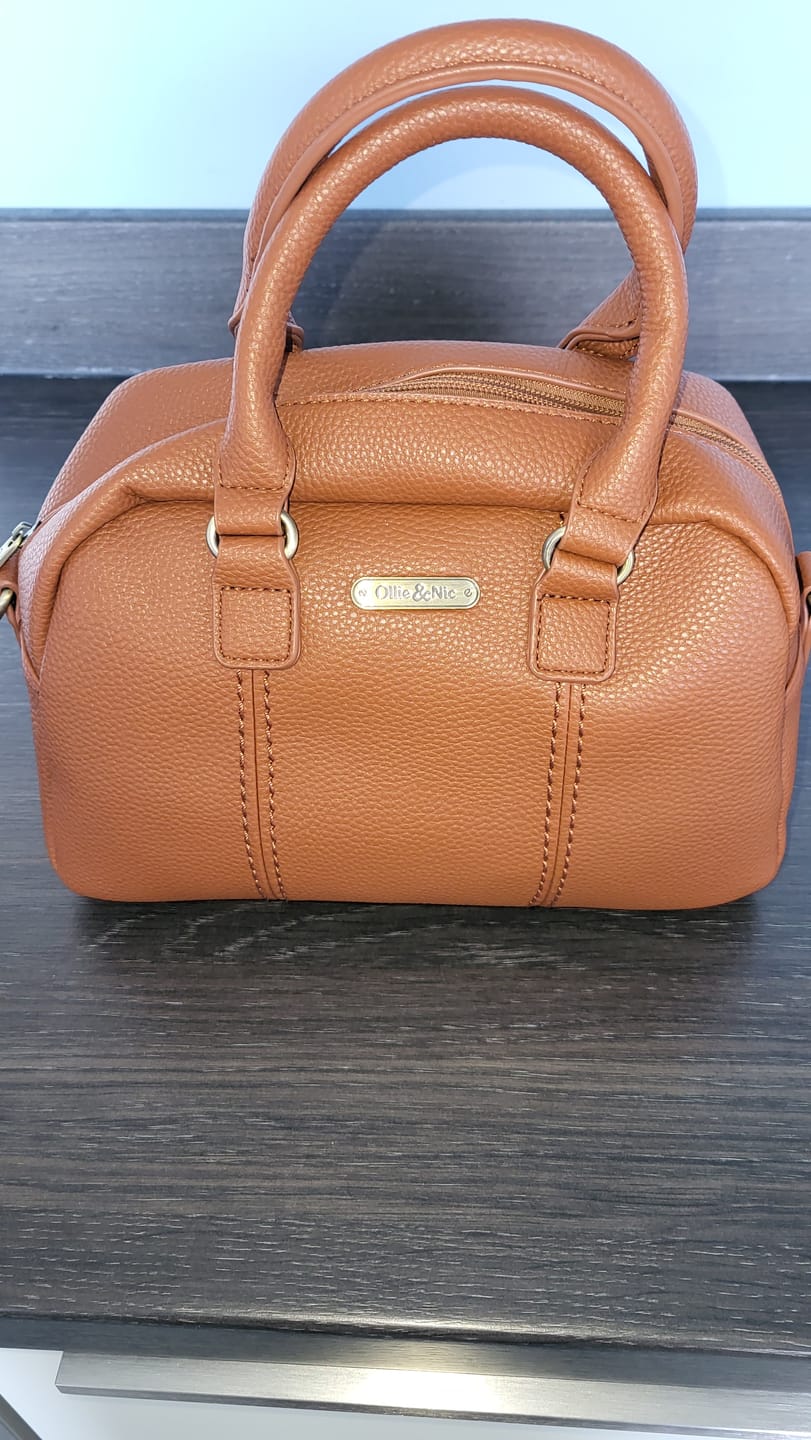 Customer photo review of Essie Mini Bowler Bag - Tan