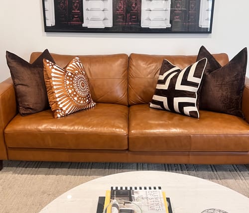 Customer photo review of Velvet Flange Rich Chocolate Large Lounge Cushion 60 x 60cm