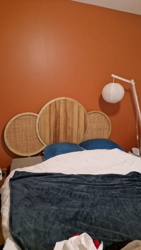 Customer photo review of BODO - Tête de lit 160 en bois massif et rotin naturel