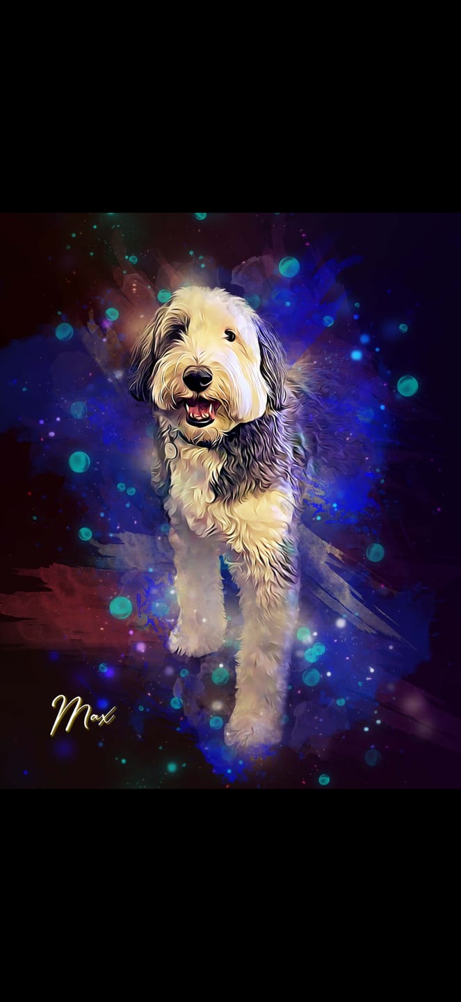 Customer photo review of Custom Neon Watercolor Pet Portrait – Aesthetic Neon Style (AN)