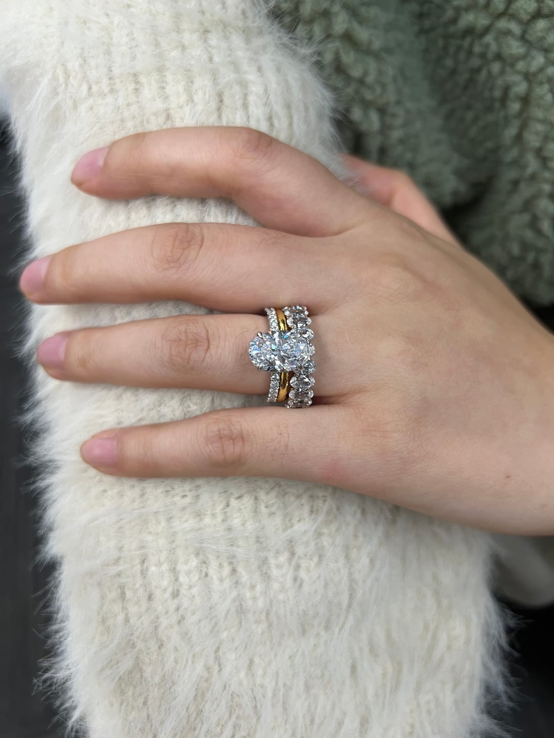 Customer photo review of S925 3PC 4.0Ct Oval Cut Wedding Ring Set Travel Ring For Her With Two Classic Wedding Bands