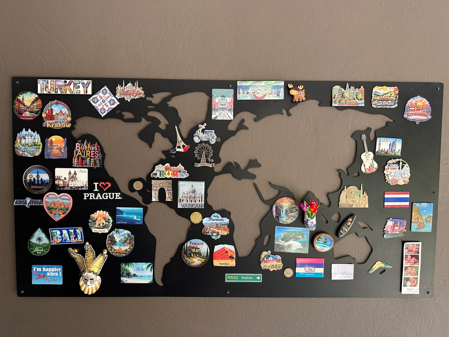 Customer photo review of WORLD MAP CUTOUT METAL WALL ART