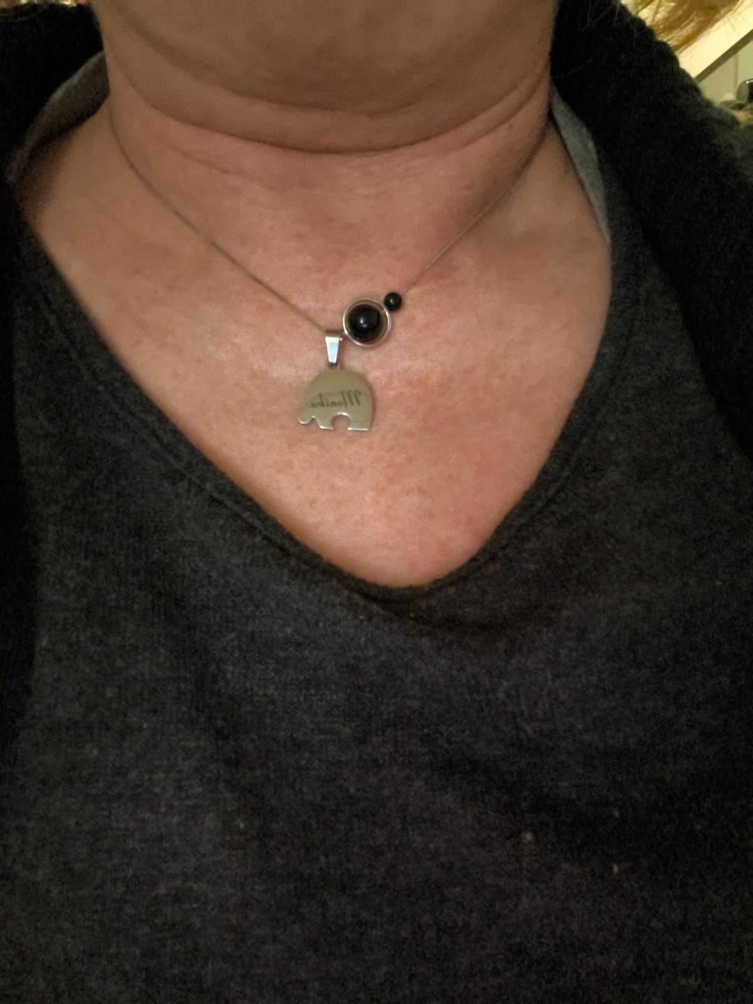 Customer photo review of Obsidian Halskette - Doppelanhänger