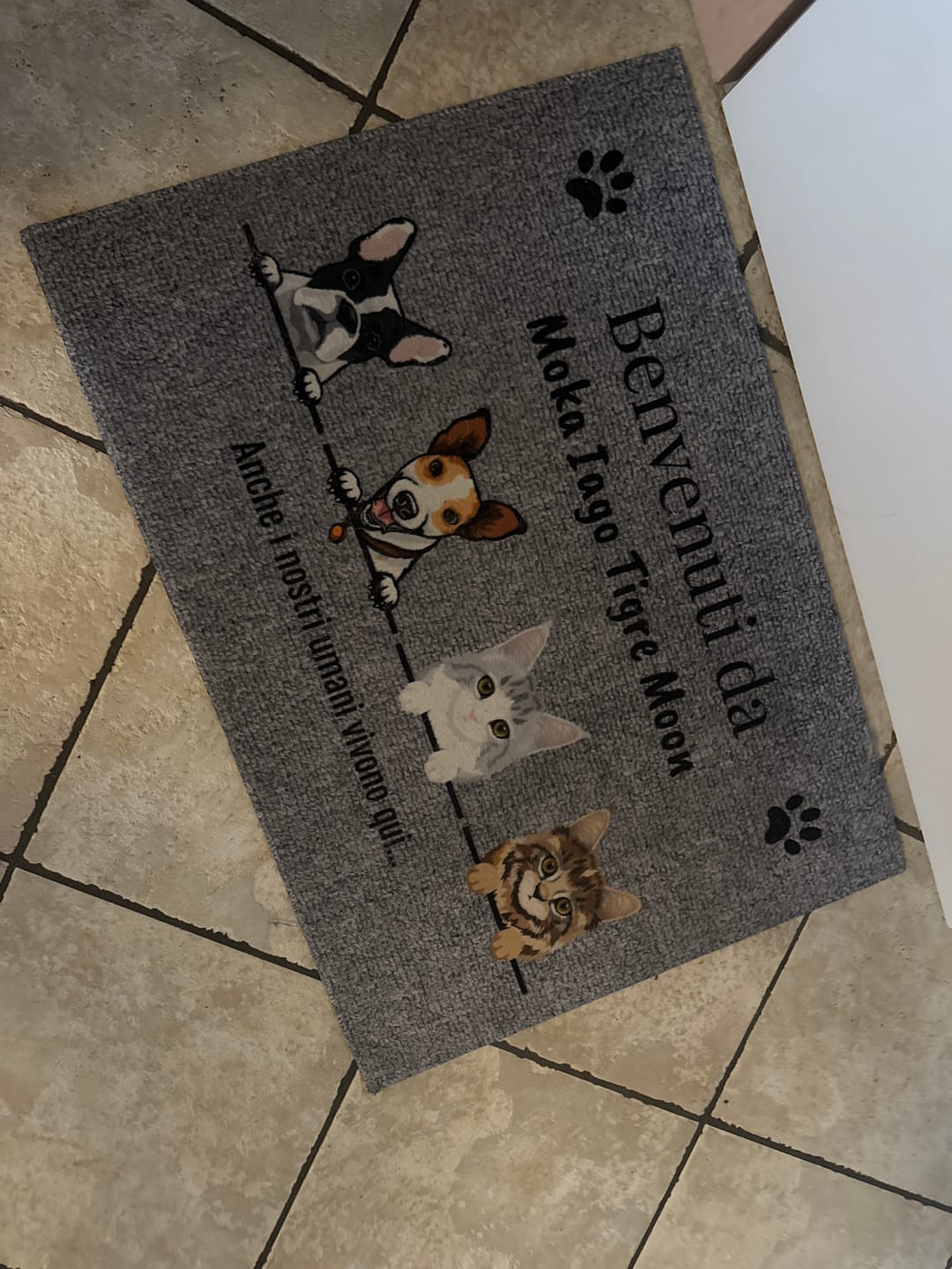 Customer photo review of Benvenuti da – Zerbino personalizzato