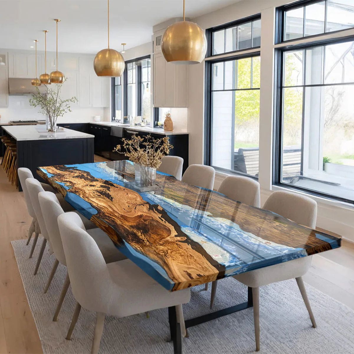 Customer photo review of Large Golden Camphor Epoxy River Table – Handcrafted Dining & Conference Table - A57