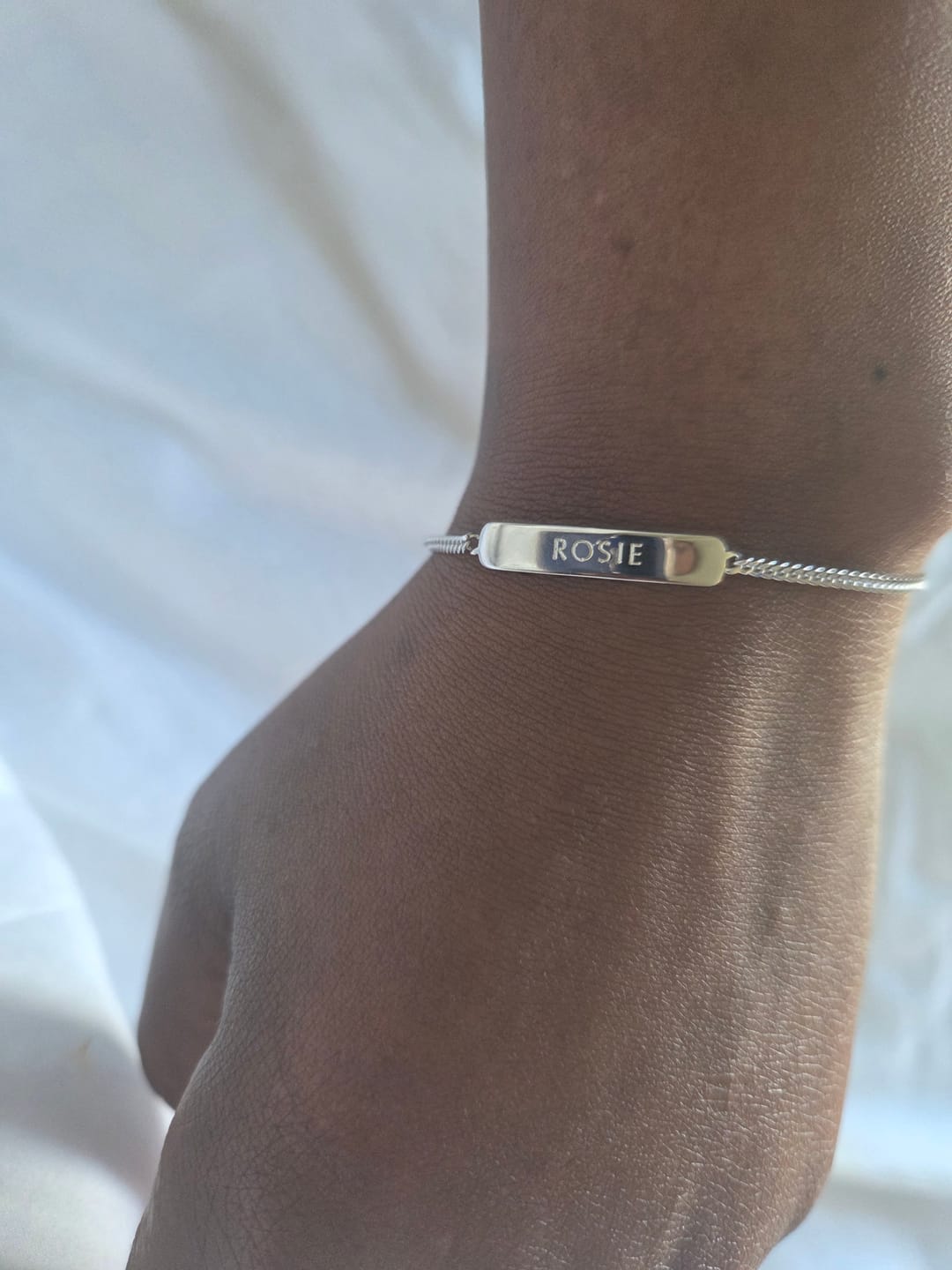 Customer photo review of The Engraved Bracelet Silver