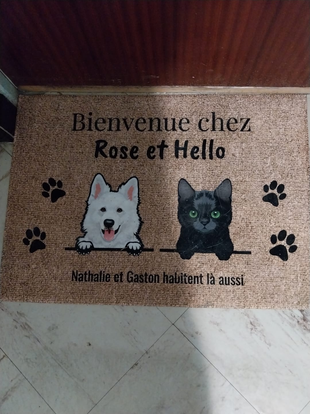 Customer photo review of Bienvenue chez - Paillasson personnalisé