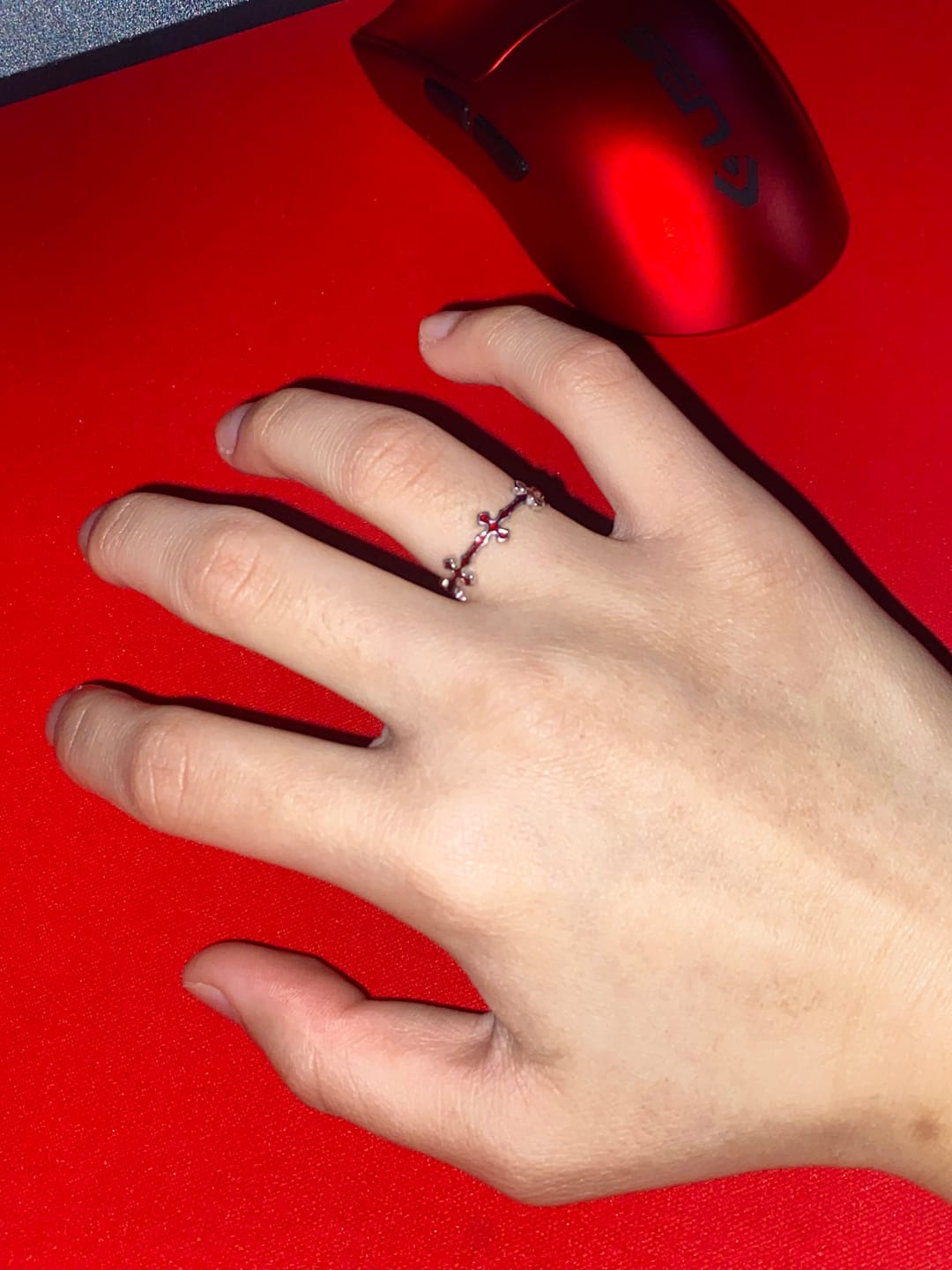 Customer photo review of "Snake Bite" 925 Sterling Silver Gothic Snake and Cross Stacking Rings