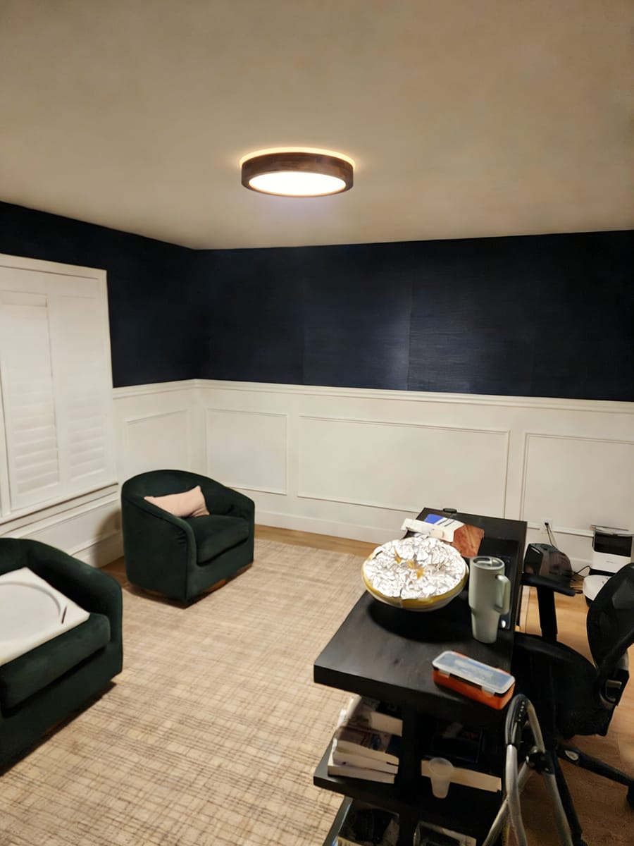 Customer photo review of Scandinavian Round Wood Dimmable LED Flush Mount