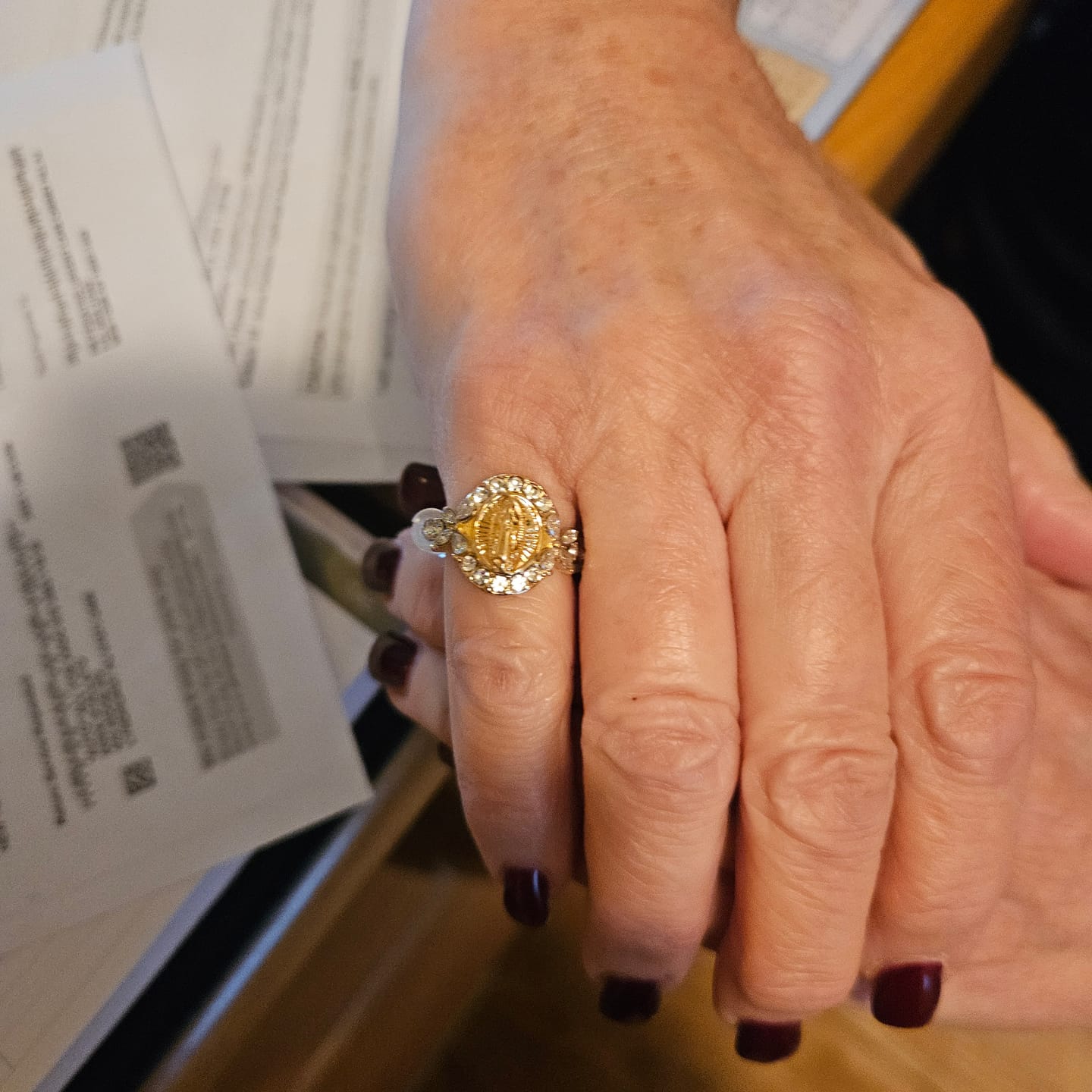 Customer photo review of FREE Today: Elegant Virgin Mary Emblem Ring: Sacred Detail for Daily Devotion