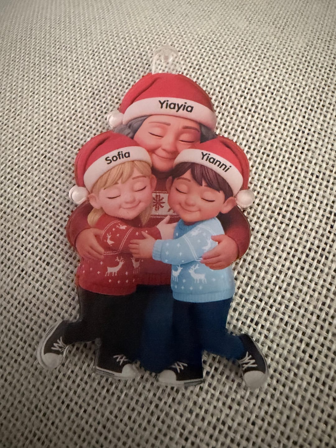 Customer photo review of Grandma Hugging Grandkids - Personalized Acrylic Ornament - Heartwarming Christmas Gift for Grandma, Grandkids